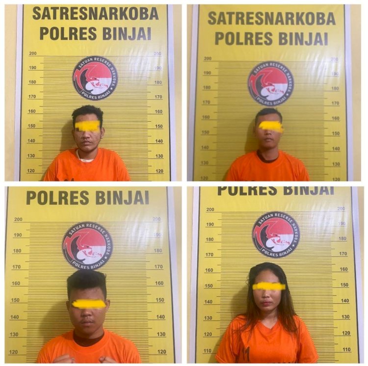 Tiga Orang Pria Dan Satu Wanita Ditangkap Polres Binjai Sebagai Bandar Narkoba Antar Kabupaten, Kota Dan Provinsi