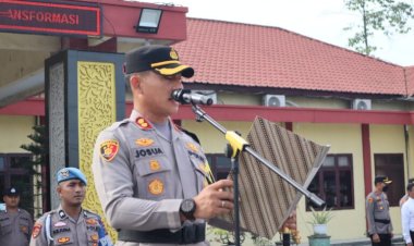 Kapolres Pelabuhan Belawan AKBP Josua Tampubolon SH,MH, Pimpin Sertijab Wakapolres Dan Kasat Reskrim