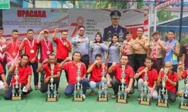 Usai Upacara Hari Kesadaran Berbangsa dan Bernegara, Lapas Kelas I Medan Serahkan Hadiah Pemenang PORSENAP