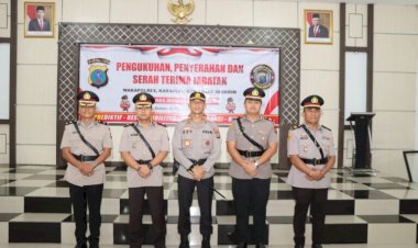 Kapolres Sergai.melaksanakan Pengukuhan, Penyerahan dan Serah Terima Jabatan Waka Polres, Kabaglog dan Kasat Reskrim Polres Serdang Bedagai