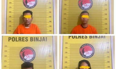 Tiga Orang Pria Dan Satu Wanita Ditangkap Polres Binjai Sebagai Bandar Narkoba Antar Kabupaten, Kota Dan Provinsi