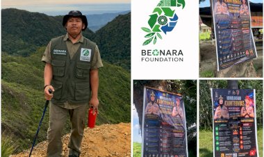 BEONARA LAPORKAN DUGAAN PEMASANGAN BALIHO FOTO KAPOLRES TEBING TINGGI DI POHON PELINDUNG